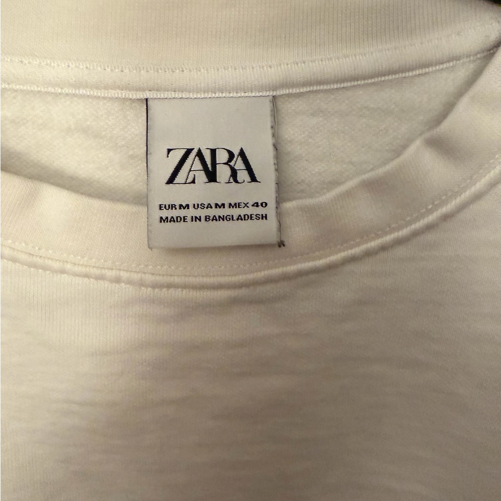 Zara White and Tan Crew Neck Sweater - Picture 2 of 6